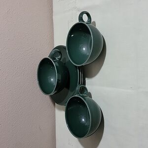 Russell Wright Iroquois Parsley Green 1950's Cups And Saucers